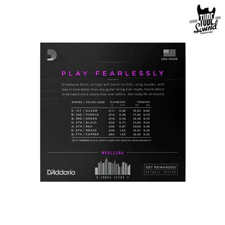D'Addario NYXL1164 7 Strings Electric Medium 11-64