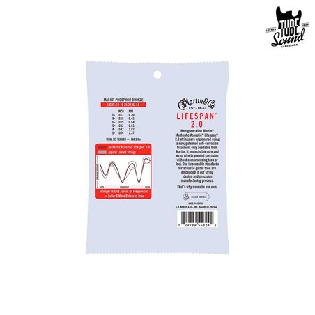 Martin MA540T Authentic Lifespan 2.0 Phosphor Bronze Light 12-54