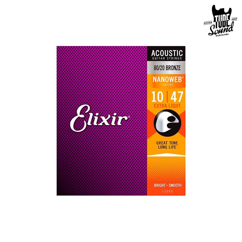 Elixir 11002 Bronze 80/20 Nanoweb Acoustic Extra Light 10-47