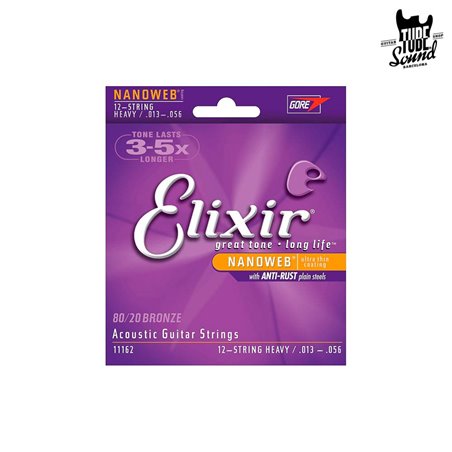 Elixir 11162 Bronze 80/20 Nanoweb Acoustic 12 String Heavy 13-56