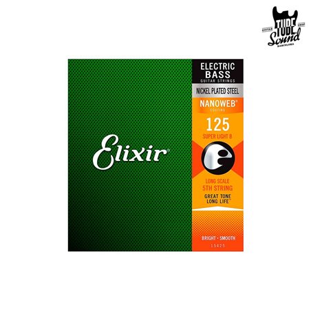 Elixir 15425 Nanoweb 5 Strings Bass Super Light B .125