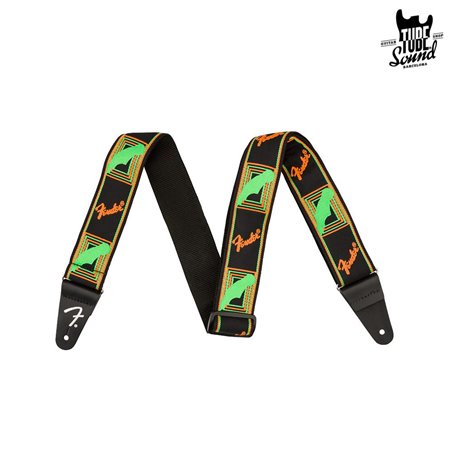 Fender Neon Monogrammed Strap Green Orange