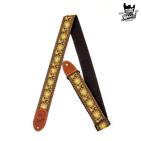Gretsch G Brand Strap Yellow Orange Brown Ends