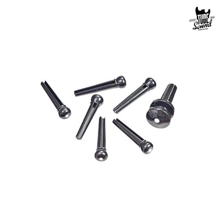 D'addario PWPS10 Plastic Bridge Pins Ebony with Ivory Dot