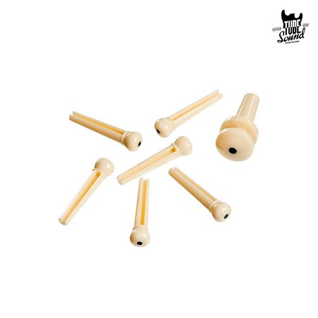 D'addario PWPS12 Plastic Bridge Pins Ivory with Ebony Dot