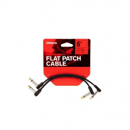 D'Addario PW-FPRR-2060S Custom Series Flat Patch Cable Offset Right Angle 6" Pack