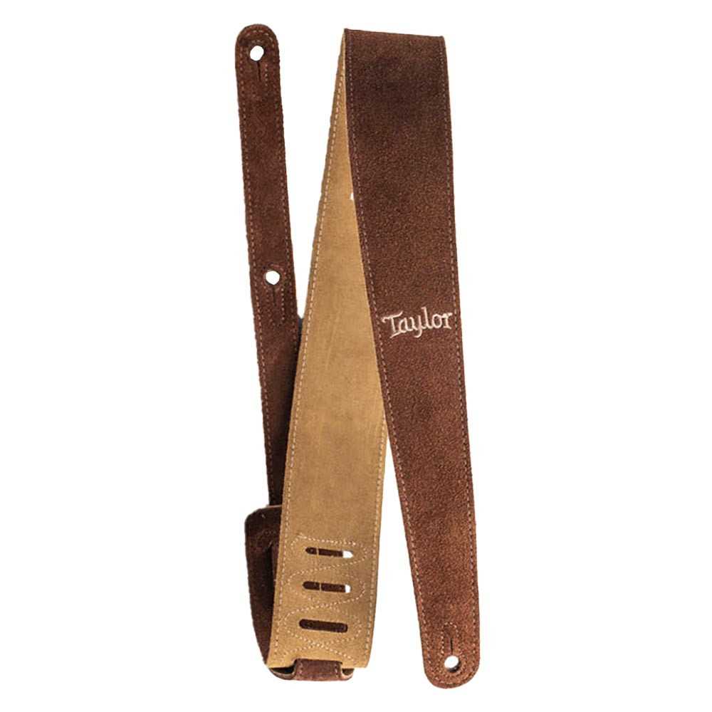 Taylor 2,5" Embroidered Suede Guitar Strap Chocolate Brown