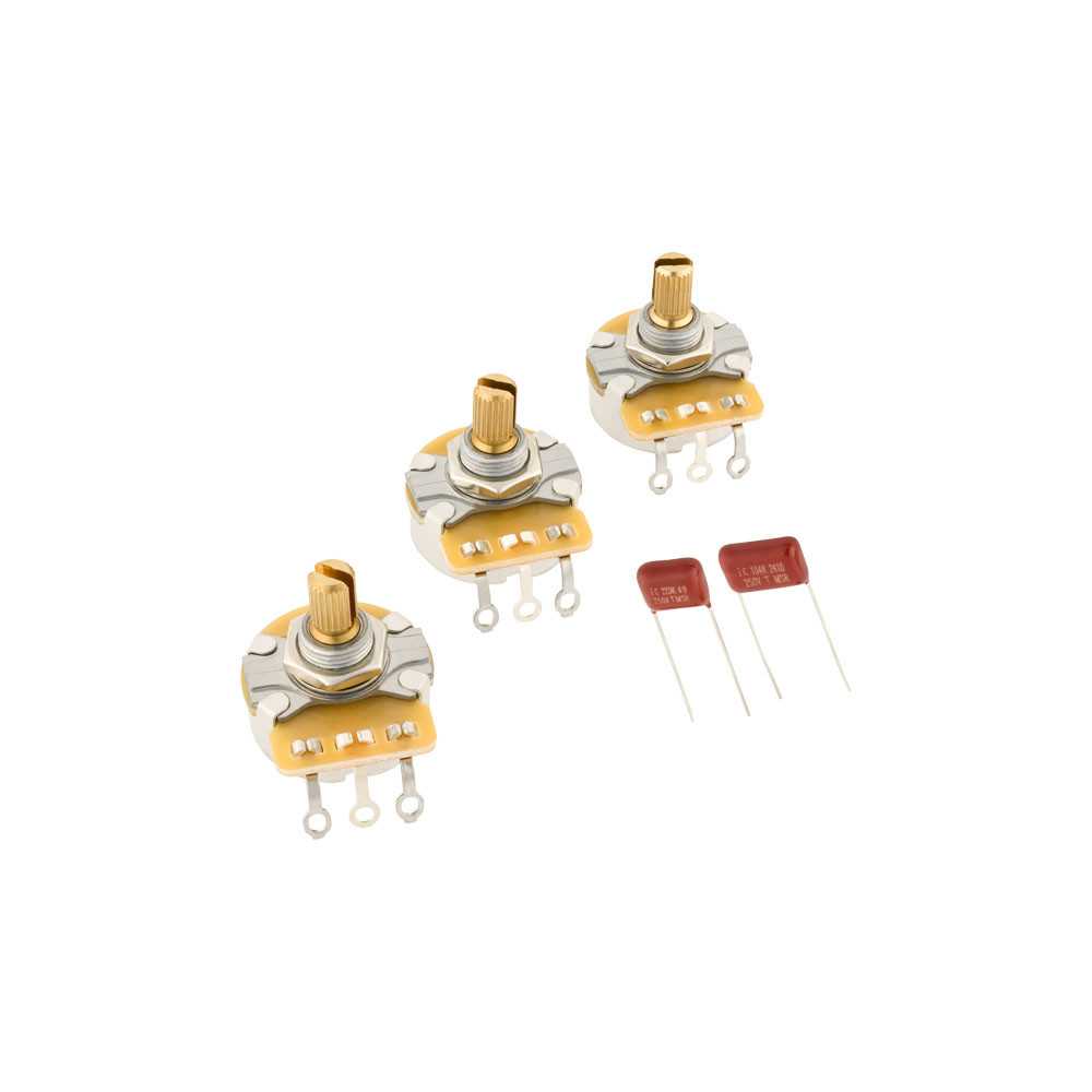 Fender Strat 250K Split Shaft Potentiometer and Capacitor Kit 3-Pack