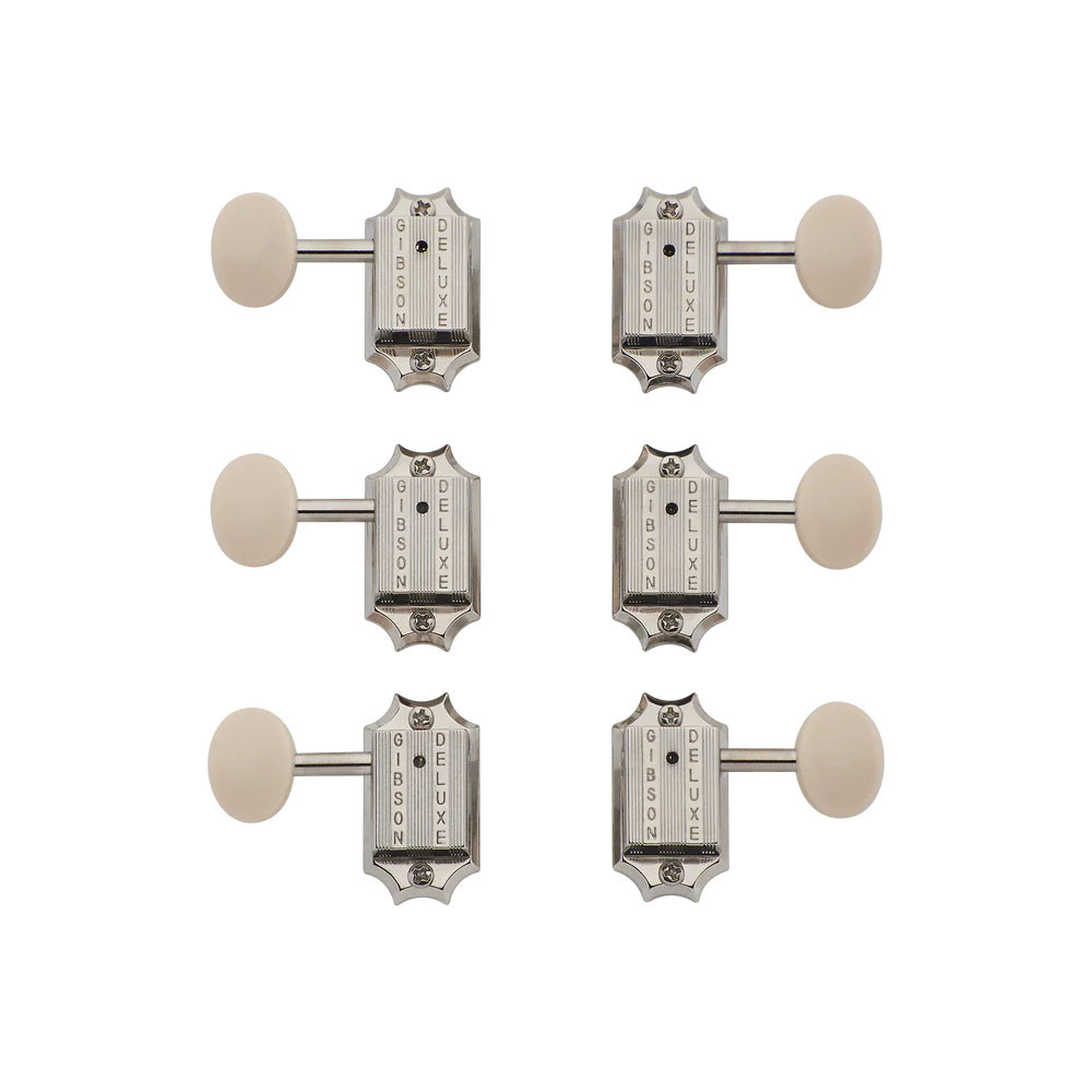 Gibson PMMH-060 Deluxe White Button Tuner Set Vintage Nickel