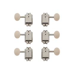 Gibson PMMH-060 Deluxe White Button Tuner Set Vintage Nickel