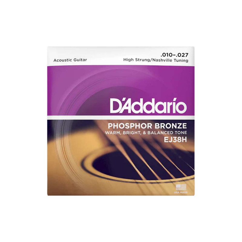 D'Addario EJ38H Phosphor Bronze Acoustic High Strung Nashville Tuning 10-27