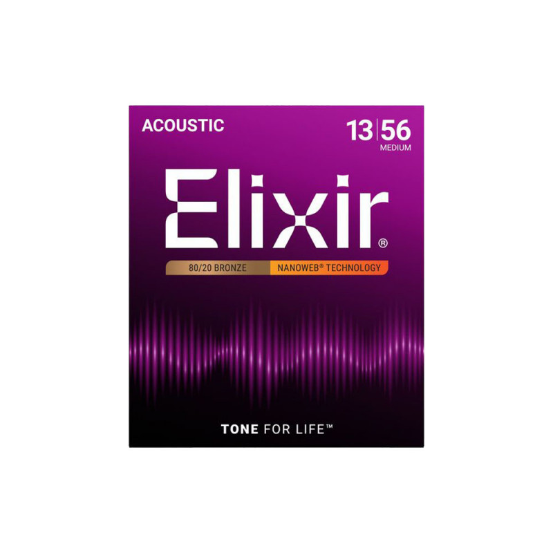 Elixir 11102 Bronze 80/20 Nanoweb Acoustic Medium 13-56