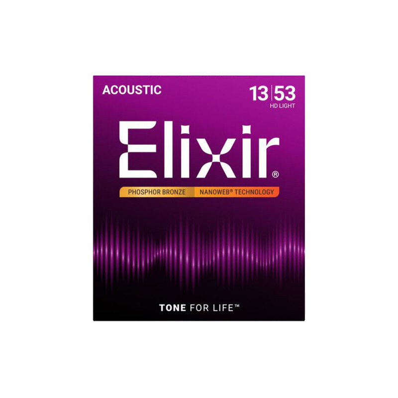 Elixir 16182 Phosphor Bronze Nanoweb Acoustic HD Light 13-53
