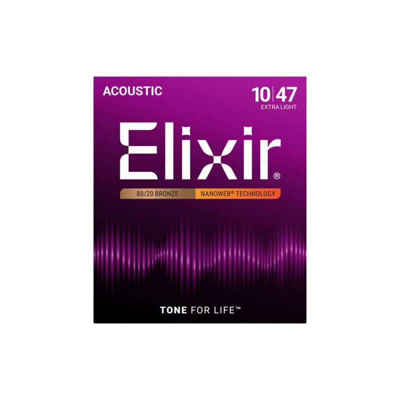 Elixir 11002 Bronze 80/20 Nanoweb Acoustic Extra Light 10-47